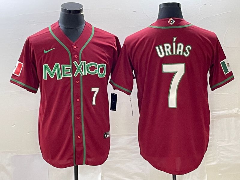 Men 2023 World Cub Mexico #7 Urias Red white Nike MLB Jersey